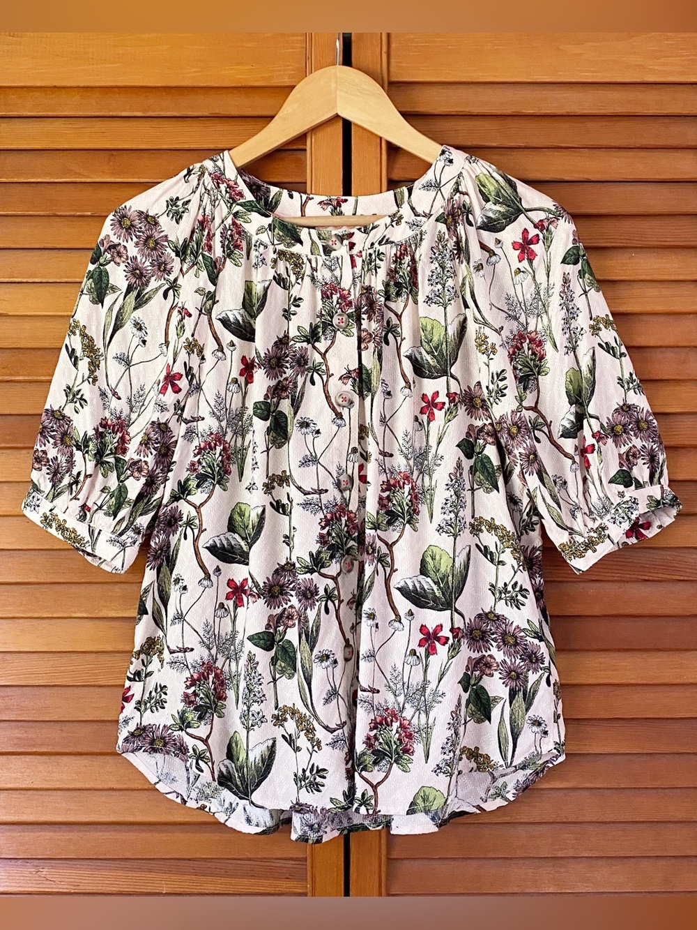 Maeve Rosie Top Women's Size Small Botanical Floral Button Up Nature Viscose